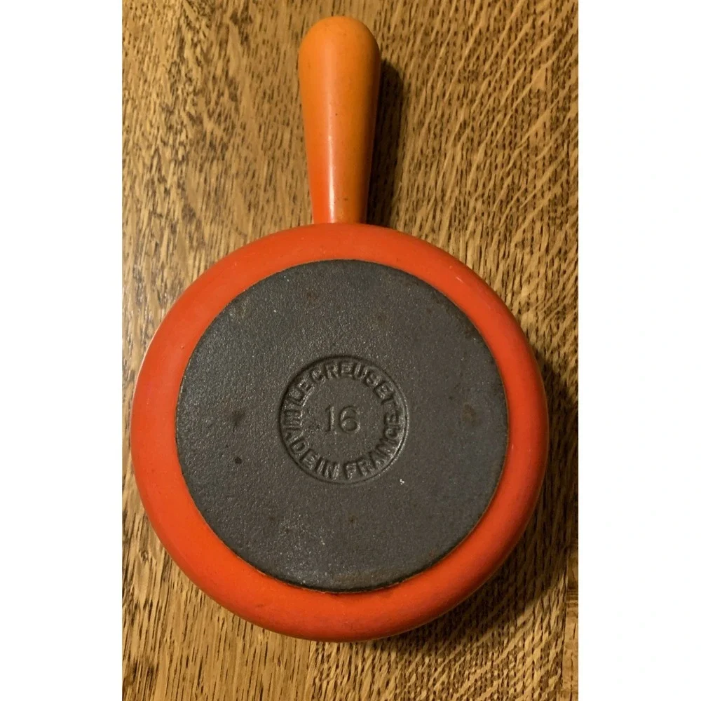 Vintage Le Creuset  #16 Saucepan with Lid Flame Orange Hollow Handle